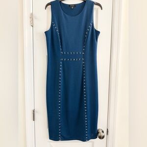 Studded Blue Sleeveless Sheath Dress Size 10